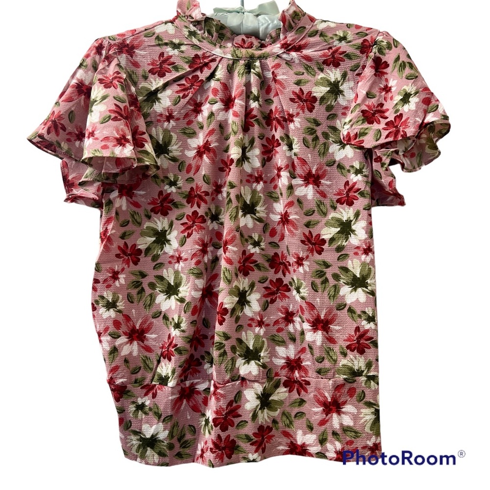 5/$20 Floral Ruffle Short Sleeve Blouse